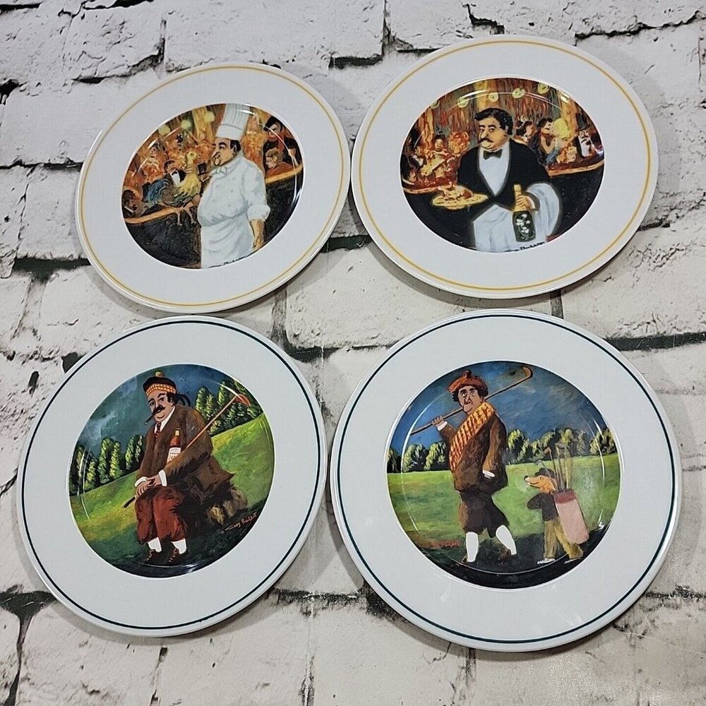 Vintage Guy Buffet Eschenbach Plates Lot Of 4 From Links Series /Cabaret Suites‎